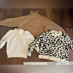 H&M camel, grey, and leopard print sweater trio - size small